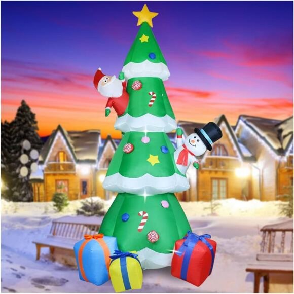 9Ft Christmas Inflatable Decoration Green Christmas Tree with Build in LED
